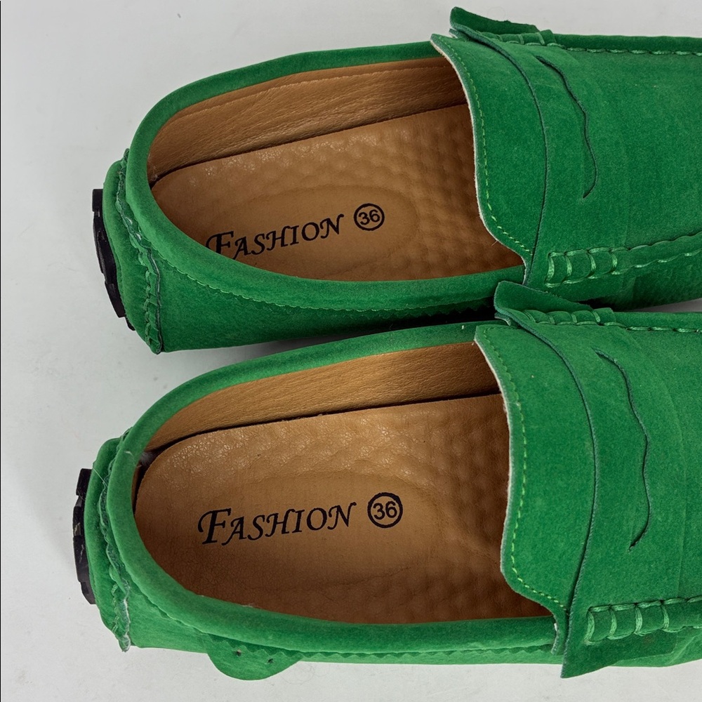 Green Suede Penny Loafers for Women - Picture 8 of 10